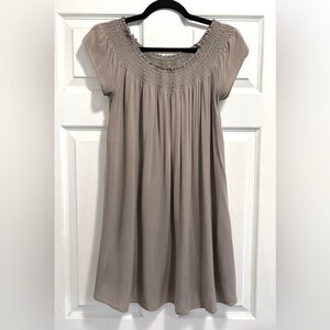 Aritzia TALULA Horatio Dress Off the Shoulder in Taupe Dark Tan Brown Size XS